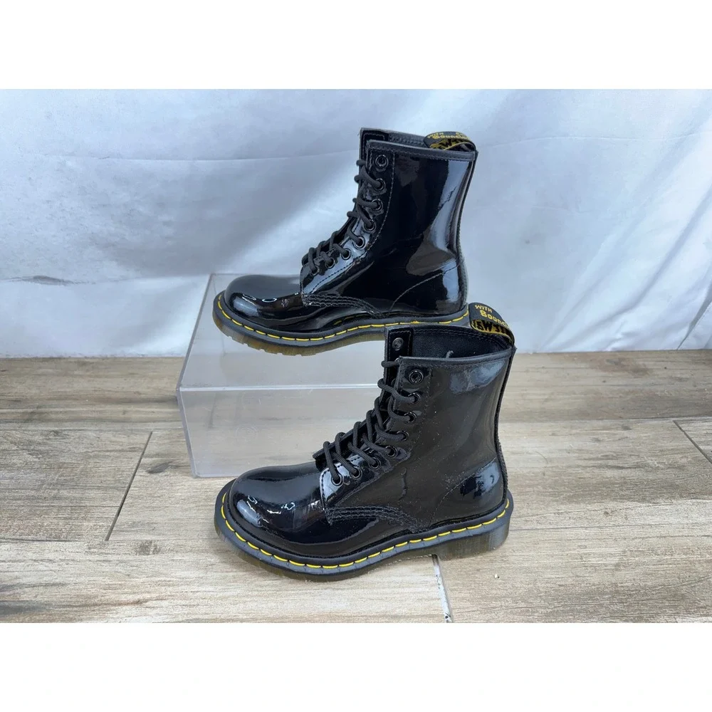 Dr. Martens 1460 Black Patent Lamper Leather J Boots 11821 Kids Size 5 L / 3 UK